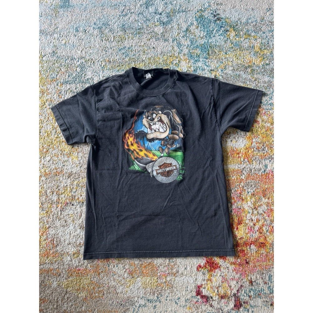 Y2K Rare Faded Harley Davidson Orlando Looney Tunes T-Shirt‎ Size L